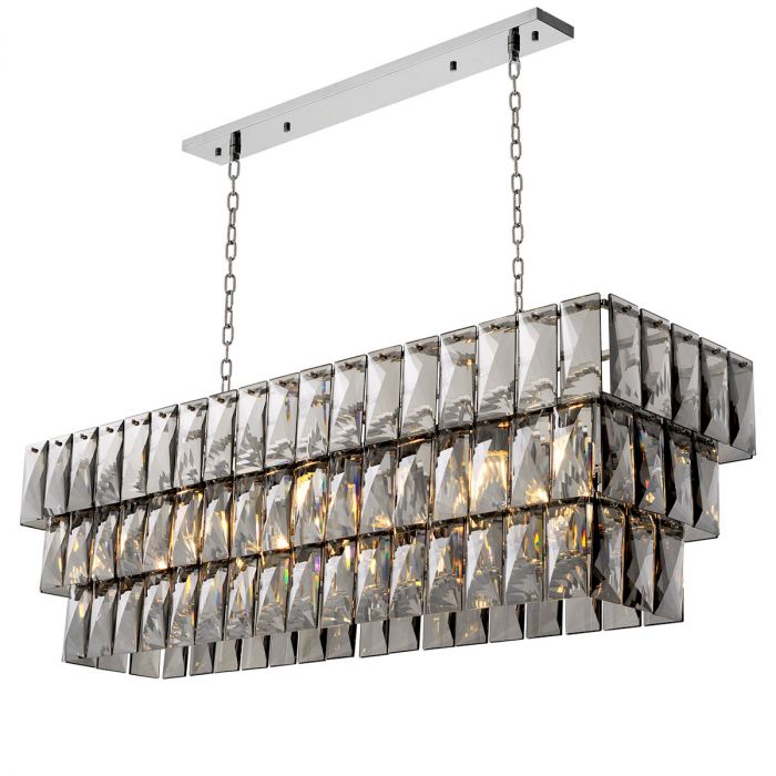 Chandelier Amazone Rectangular Including Smoke Crystal Glass