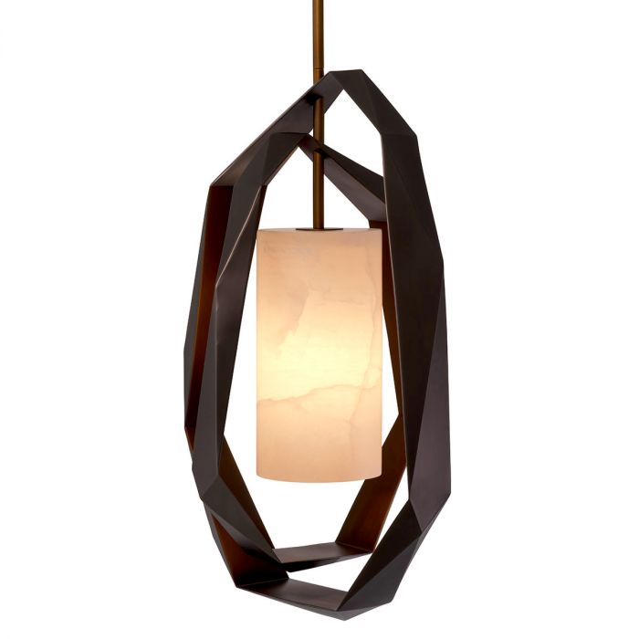 Chandelier Santos Double Gunmetal Finish Including Alabaster