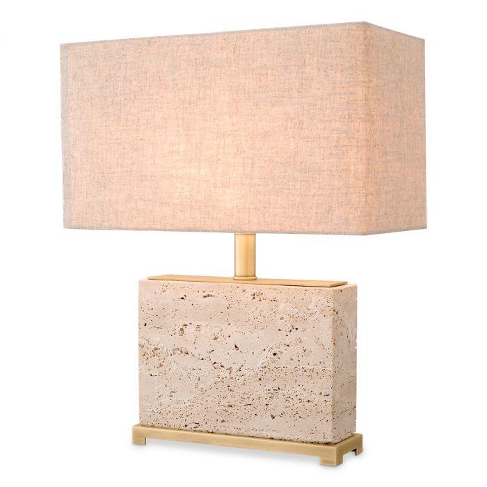 Table Lamp Newton Small Travertine Including Shade