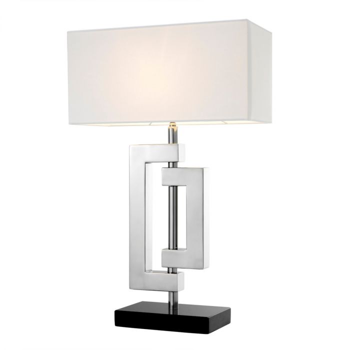 Table Lamp Leroux Polished Stainless Steel Including Shade