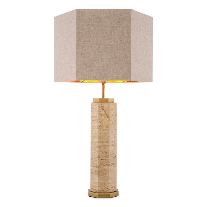 Table Lamp Newman Travertine Including Shade