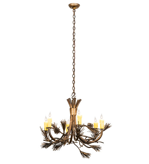 29" Wide Woodland Pine 6 Light Chandelier