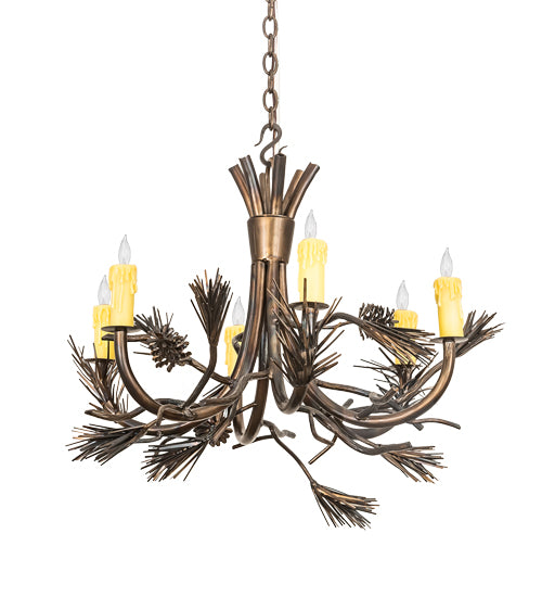 29" Wide Woodland Pine 6 Light Chandelier