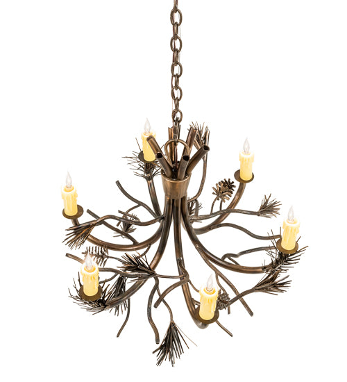 29" Wide Woodland Pine 6 Light Chandelier