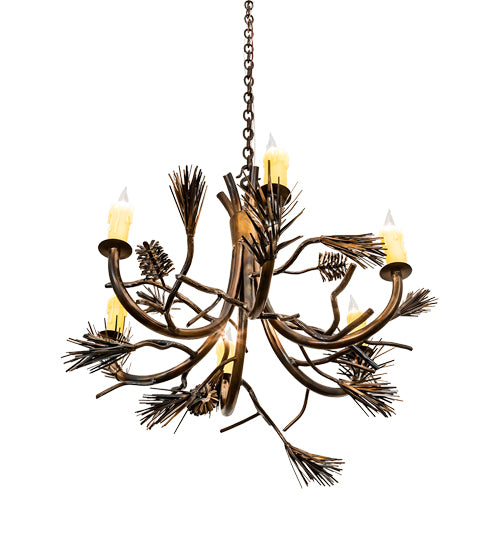 29" Wide Woodland Pine 6 Light Chandelier