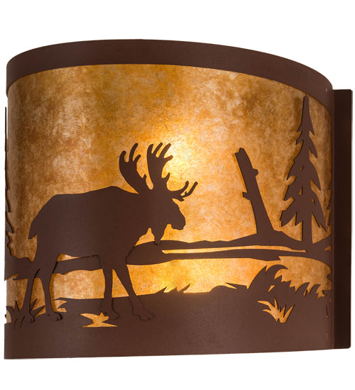 15" Wide Moose At Lake Wall Sconce