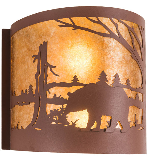 15" Wide Bear At Lake Wall Sconce