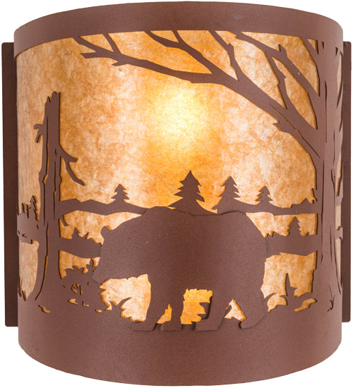 15" Wide Bear At Lake Wall Sconce