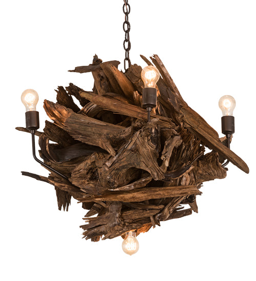 30" Wide Driftwood 6 Light Chandelier