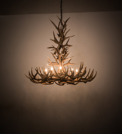 43" Wide Antlers Whitetail Deer 8 Lt Chandelier