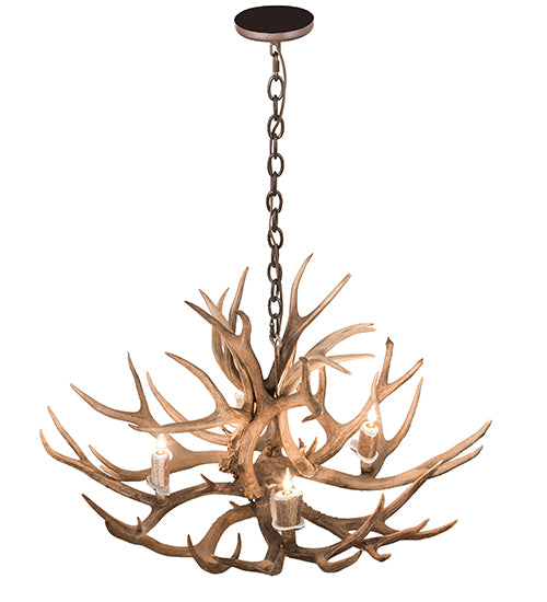 33" Wide Antlers Whitetail Deer 4 Lt Chandelier