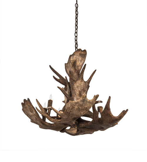 33" Wide Antlers Moose 10 Light Chandelier