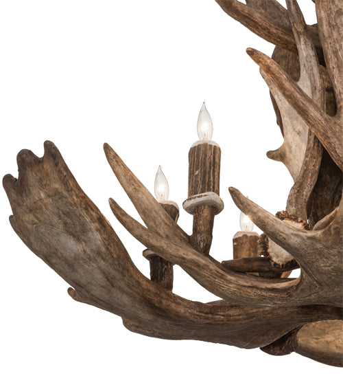 33" Wide Antlers Moose 10 Light Chandelier