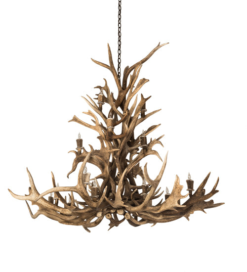 65" Wide Antlers Elk 18 Light Chandelier