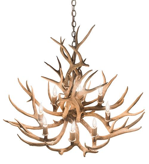 32" Wide Antlers Mule Deer 8 Light Chandelier