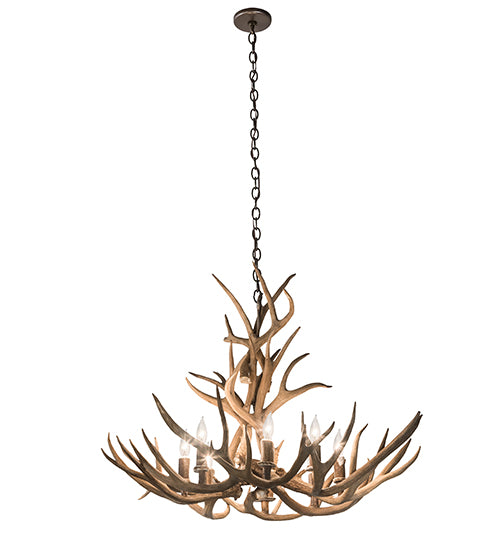 32" Wide Antlers Mule Deer 8 Light Chandelier