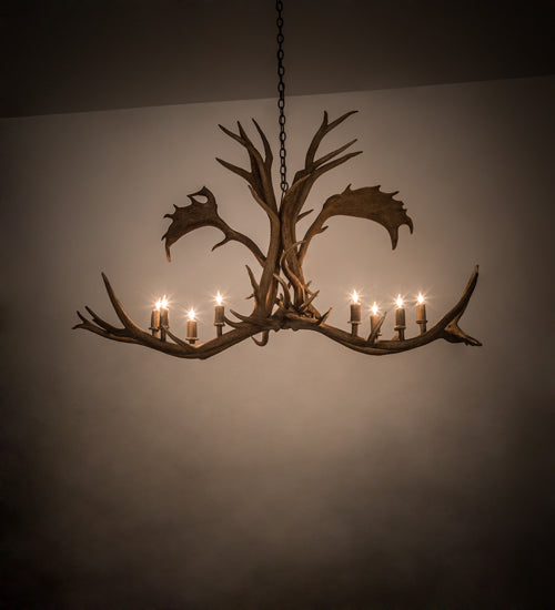 64" Long Antlers Elk & Fallow Deer 8 Light Chandelier