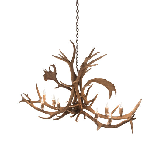 64" Long Antlers Elk & Fallow Deer 8 Light Chandelier