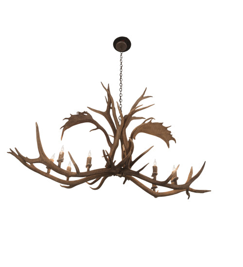 64" Long Antlers Elk & Fallow Deer 8 Light Chandelier