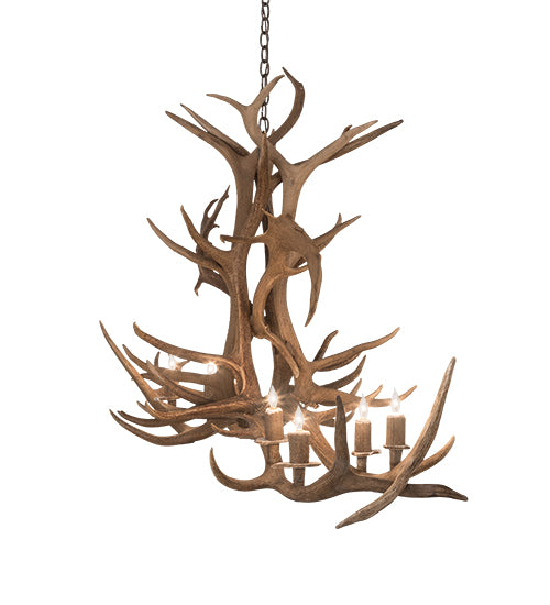 64" Long Antlers Elk & Fallow Deer 8 Light Chandelier