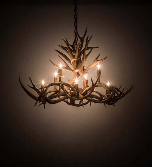 39" Long Antlers 8 Light Oblong Chandelier