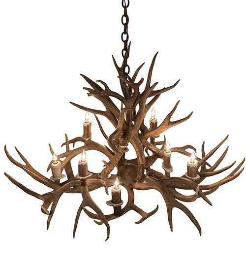 39" Long Antlers 8 Light Oblong Chandelier