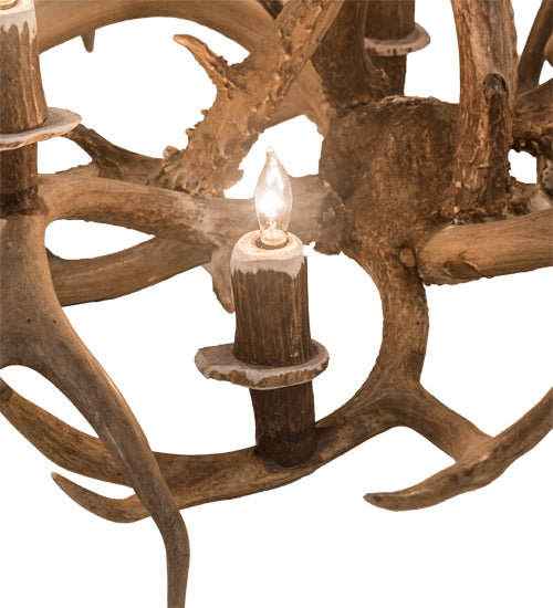 39" Long Antlers 8 Light Oblong Chandelier