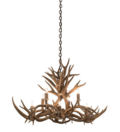 39" Long Antlers 8 Light Oblong Chandelier