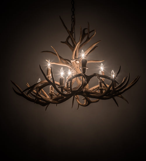 42" Wide Antlers Mule Deer 10 Lt Chandelier