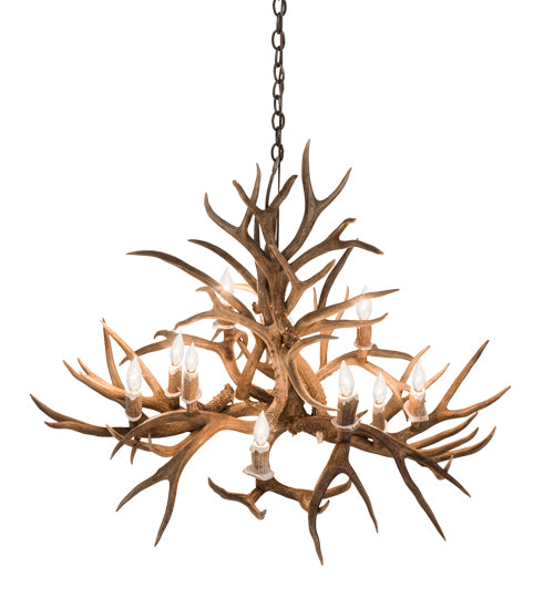 42" Wide Antlers Mule Deer 10 Lt Chandelier