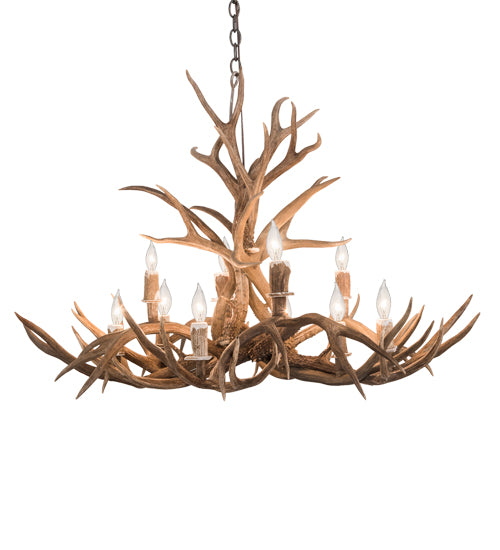 42" Wide Antlers Mule Deer 10 Lt Chandelier