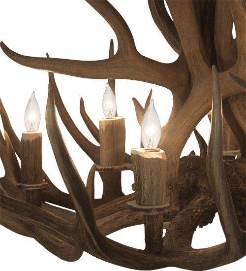 34" Wide Antlers Mule Deer 12 Lt Chandelier