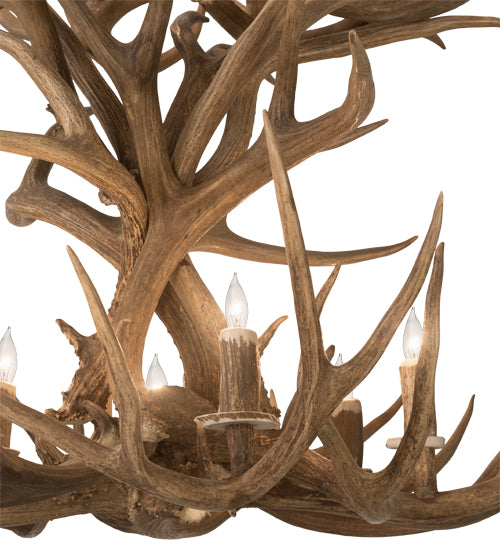 36" Wide Antlers Mule Deer 12 Light Chandelier