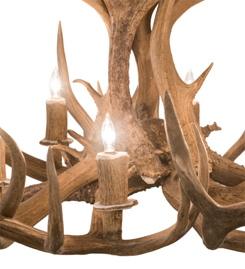 42" Wide Antlers Mule Deer 12 Light Chandelier