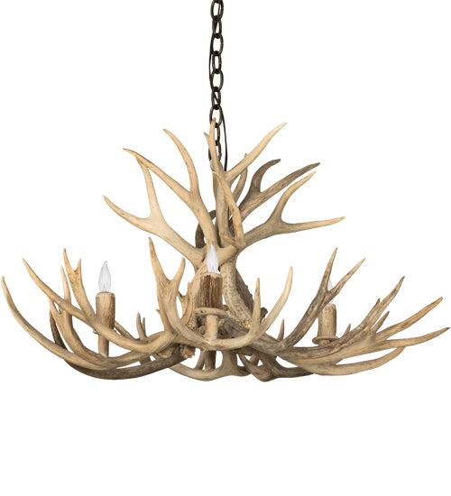 32" Wide Antlers Mule Deer 4 Light Chandelier