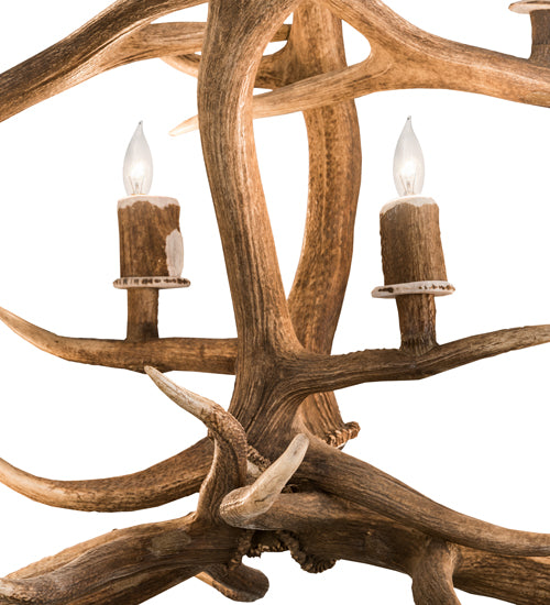 70" Long Antlers Elk 10 Light Oblong Chandelier