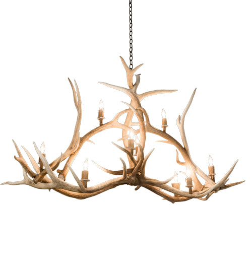 66.5" Long Antlers Elk 10 Light Oblong Chandelier