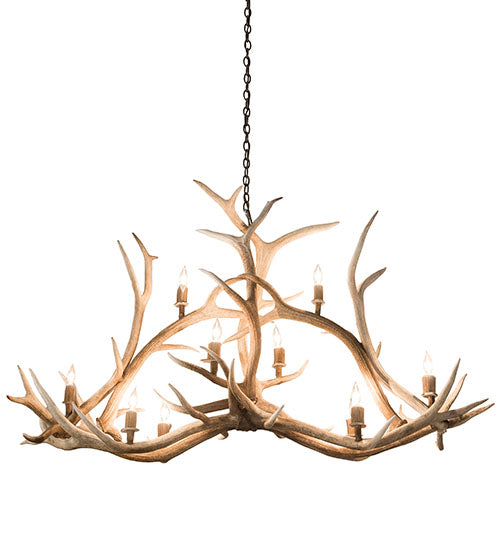 66.5" Long Antlers Elk 10 Light Oblong Chandelier