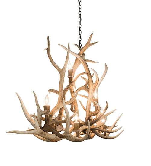 66.5" Long Antlers Elk 10 Light Oblong Chandelier