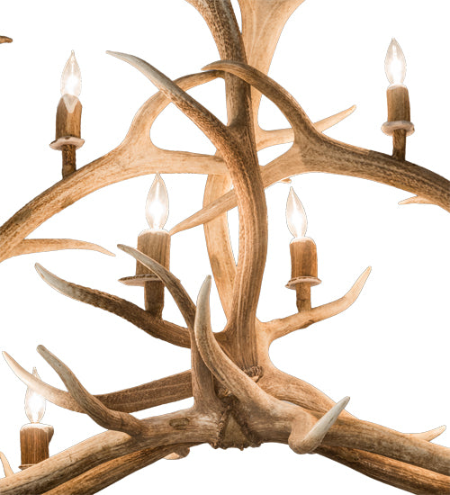 66.5" Long Antlers Elk 10 Light Oblong Chandelier