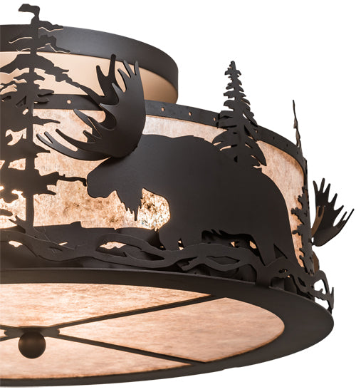 24" Wide Moose At Dusk Flushmount