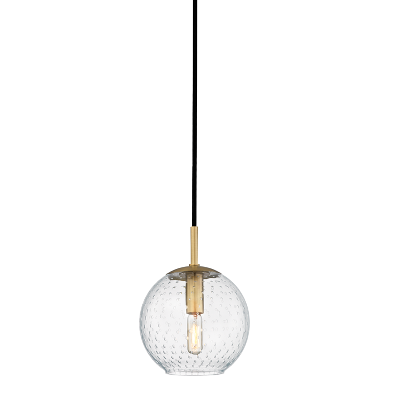 Rousseau Pendant Clear 6" - Aged Brass