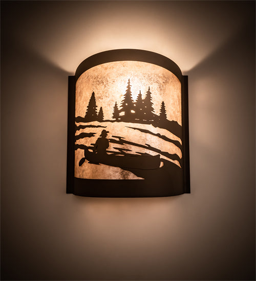 10" Wide Canoe At Lake Left Wall Sconce