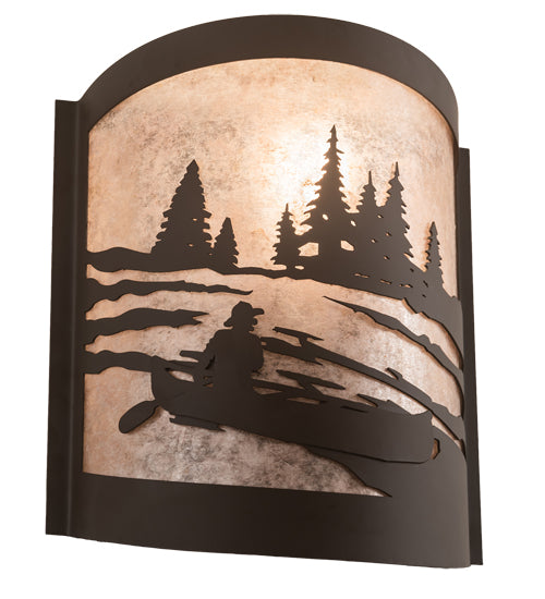 10" Wide Canoe At Lake Left Wall Sconce