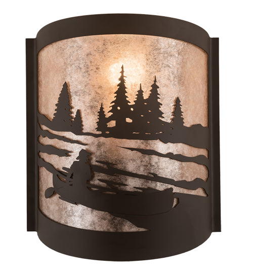 10" Wide Canoe At Lake Left Wall Sconce