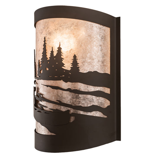 10" Wide Canoe At Lake Left Wall Sconce