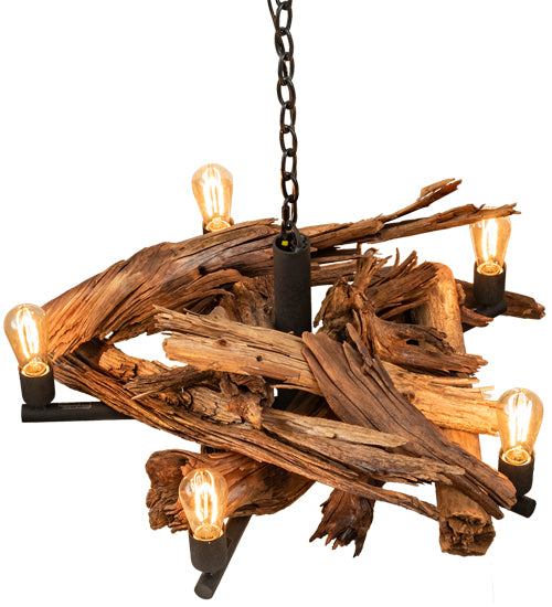 35" Wide Driftwood 5 Light Chandelier