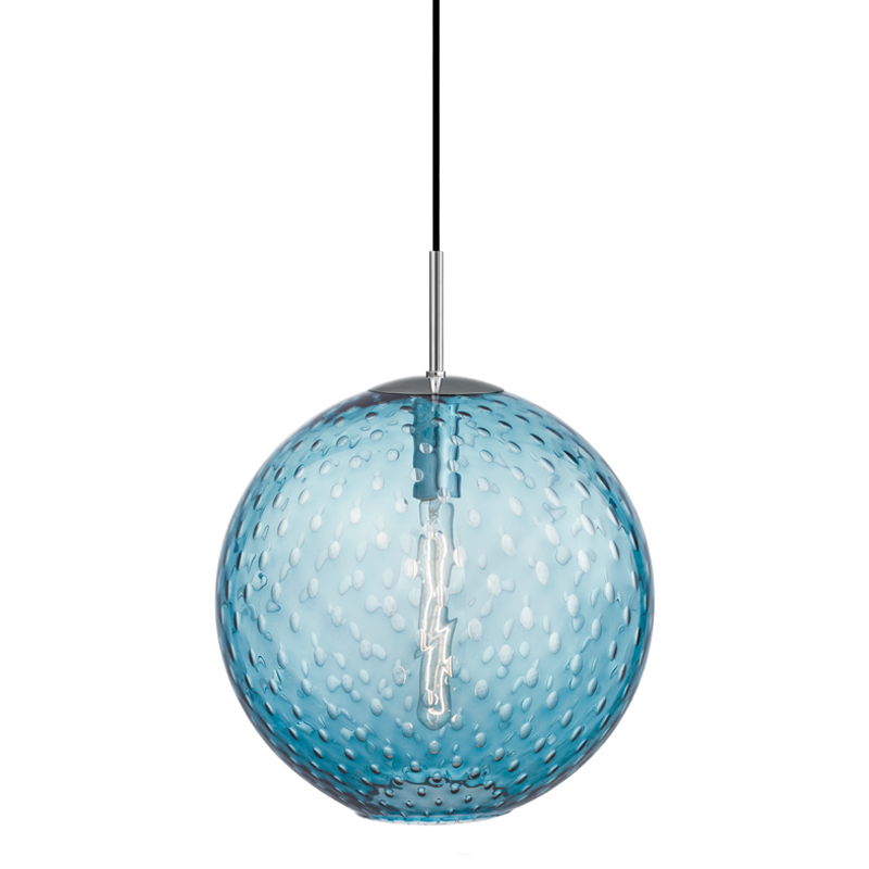 Rousseau Pendant Blue 14" - Polished Chrome