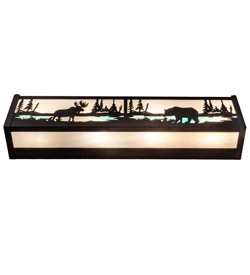 24" Wide Moose & Black Bear Vanity Light