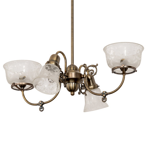 27" Long Revival Gas & Electric 4 Light Oblong Chandelier